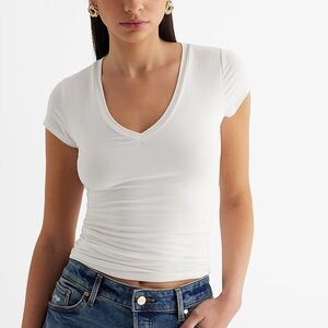Express Supersoft Fitted V-Neck Double Layer Tee